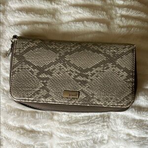 Tan Snakeskin Wallet with Textured Faux Leather
